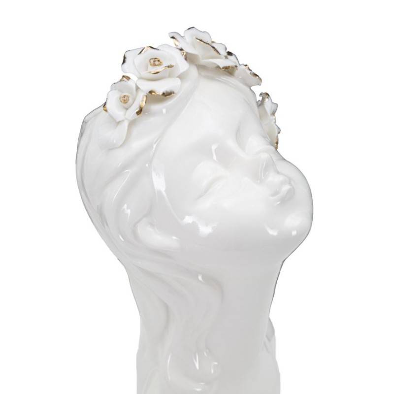 Vase visage femme en céramique blanche 10x14x26 cm - Mauro Ferretti - Image 3