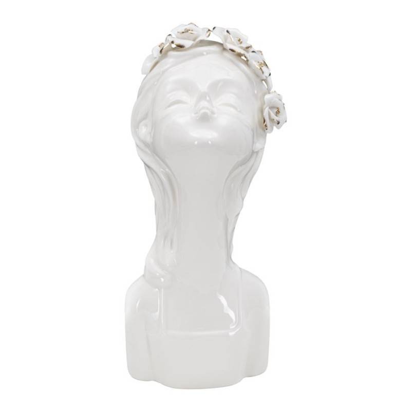 Vase visage femme en céramique blanche 10x14x26 cm - Mauro Ferretti - Image 1
