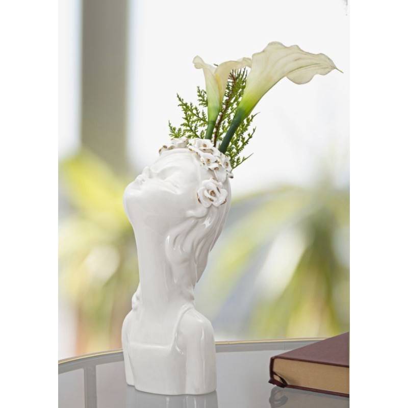 Vase visage femme en céramique blanche 10x14x26 cm - Mauro Ferretti - Image 6