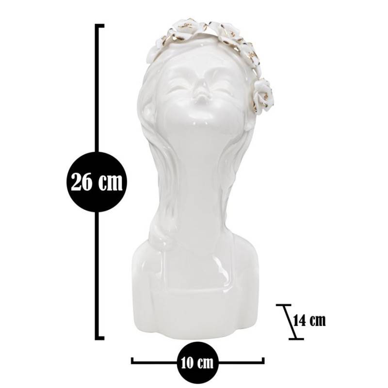 Vase visage femme en céramique blanche 10x14x26 cm - Mauro Ferretti - Image 7