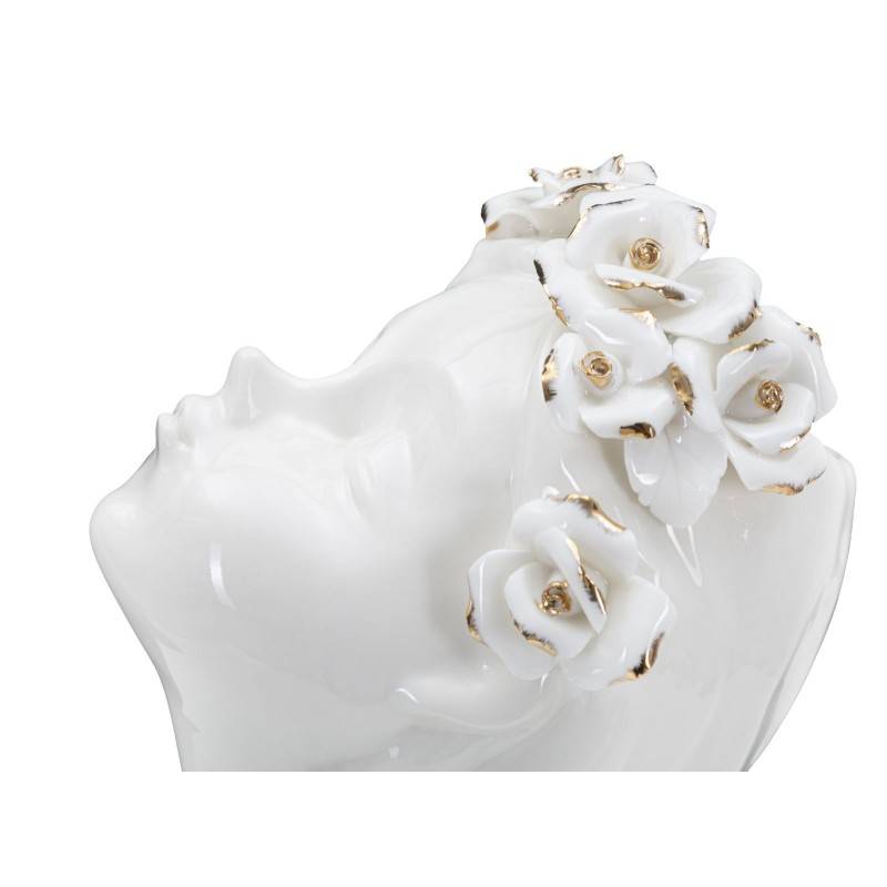 Vase visage femme en céramique blanche 10x14x26 cm - Mauro Ferretti - Image 5