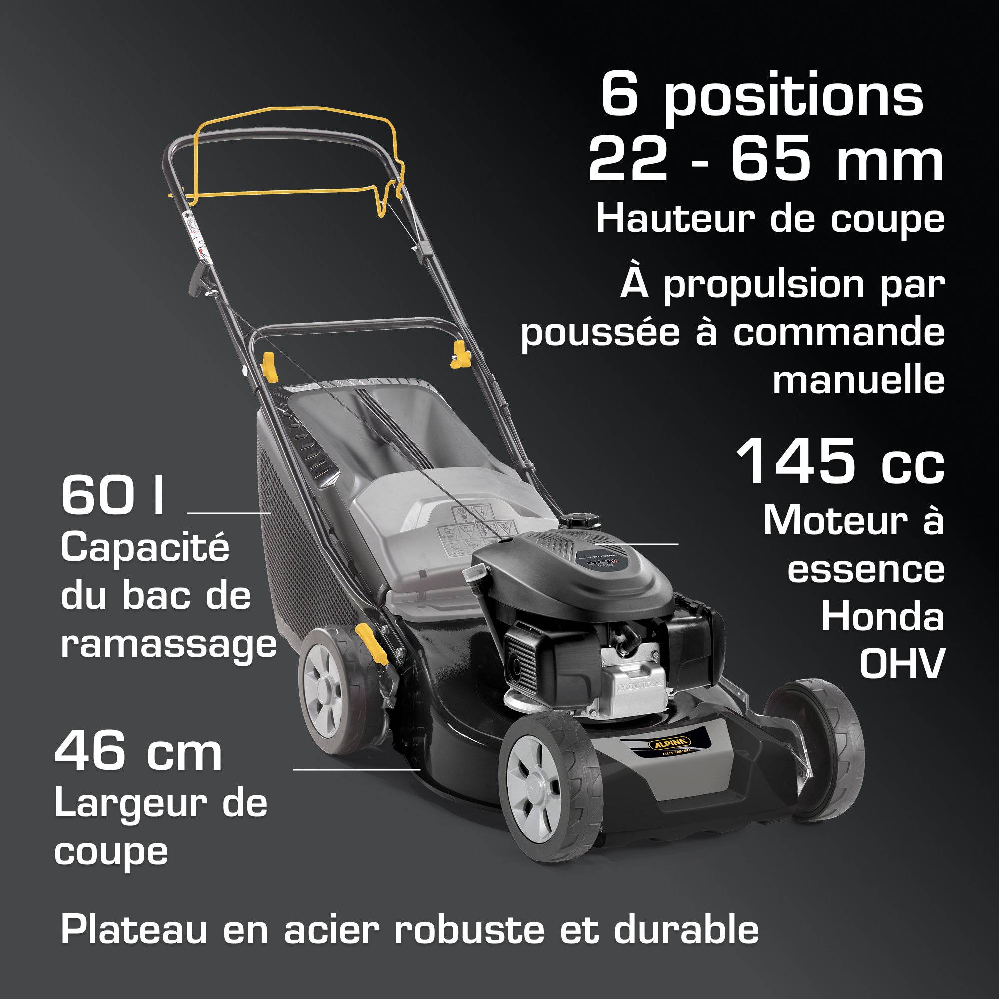 Alpina - Tondeuse AL4 46 SH, 145cc, largeur 46cm, bac 60L - ALPINA - Image 6