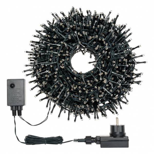 Lotti - Guirlande 30M 1500 LED Mini BOA blanc froid minuteur 8 programmes câble vert foncé  Lotti - Imagen 3