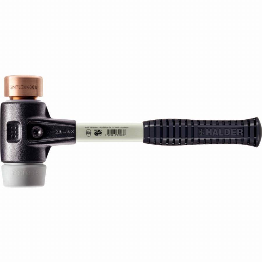 Maillet HALDER SIMPLEX TPE-mid / cuivre avec boîtier en fonte malléable renforcée et manche en fibre de verre - D=30 mm - 3734.030