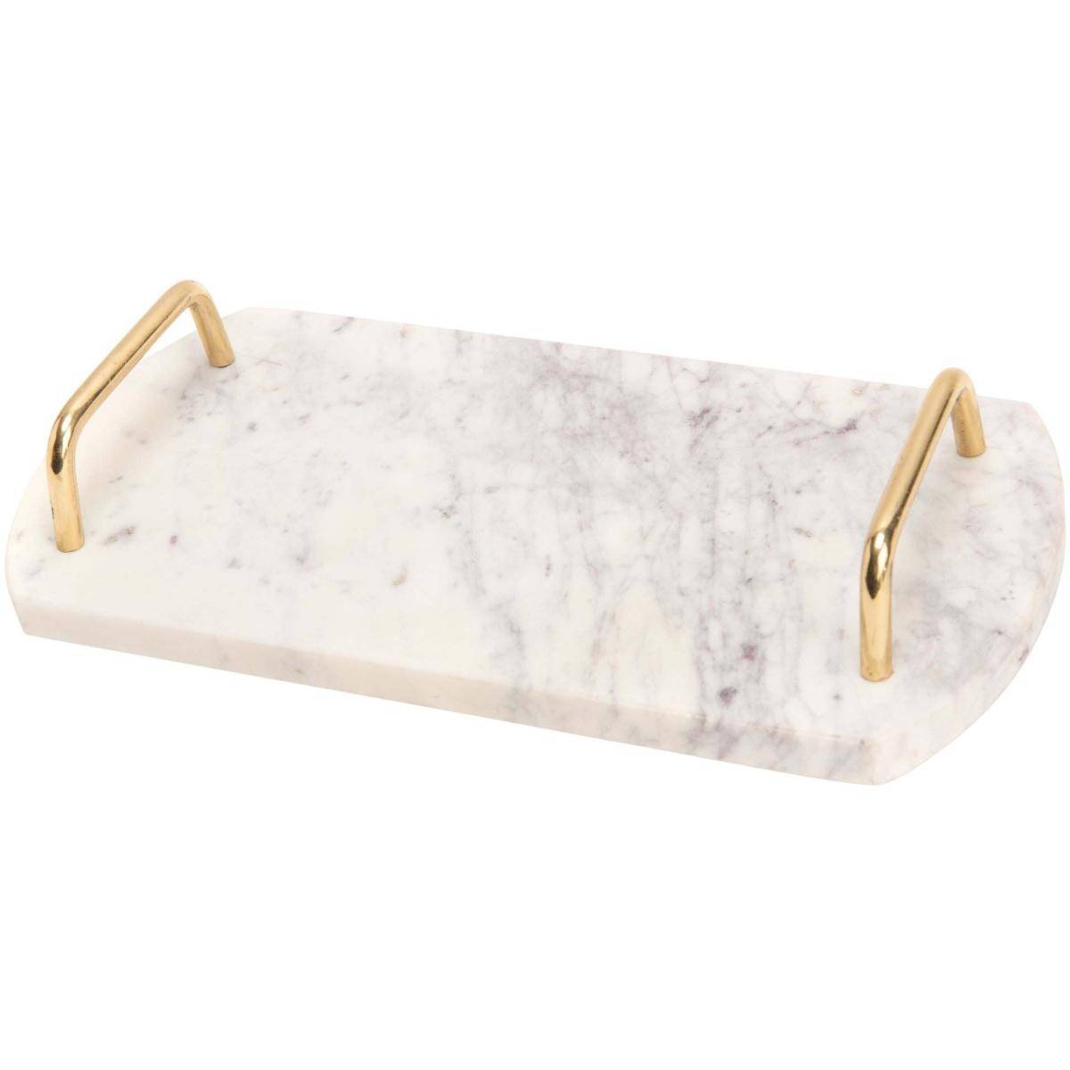 Amadeus - Plateau de service poignées en métal 30 x 15 cm Marbre blanc Amadeus