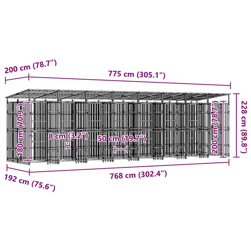 Vidaxl - Chenil d'extérieur avec toit pour chiens Acier 14,75 m² vidaXL 3097953 - Imagen 3