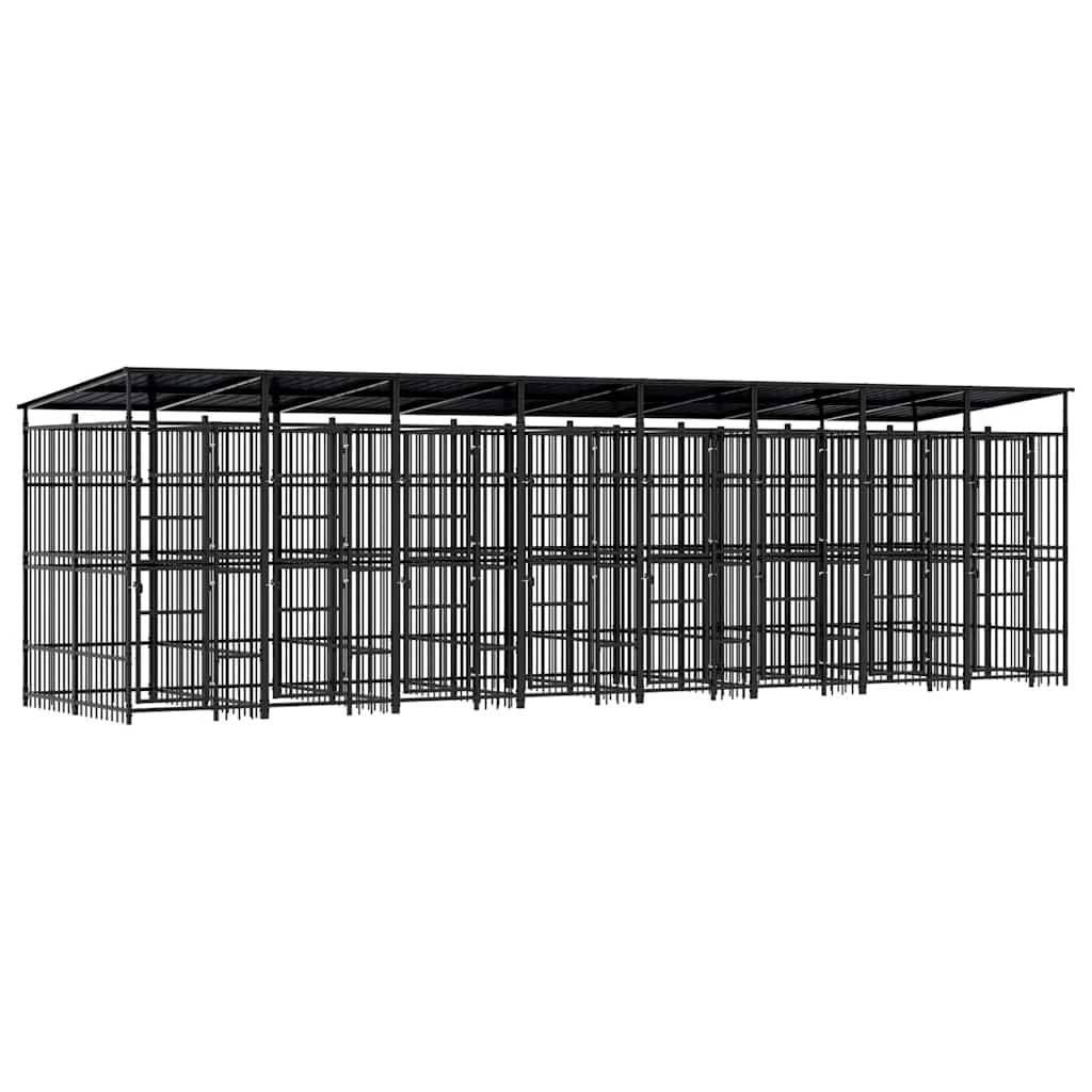 Vidaxl - Chenil d'extérieur avec toit pour chiens Acier 14,75 m² vidaXL 3097953 - Imagen 2