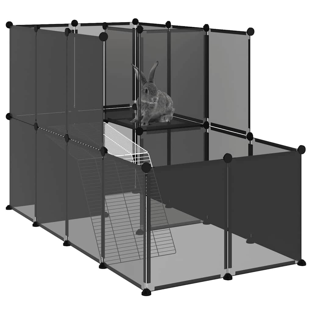 Vidaxl - Cage pour petits animaux Noir 142x74x93 cm PP et Acier vidaXL 340573 - Imagen 7