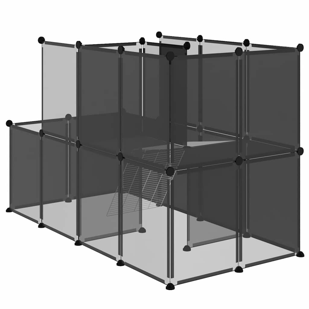 Vidaxl - Cage pour petits animaux Noir 142x74x93 cm PP et Acier vidaXL 340573 - Imagen 6