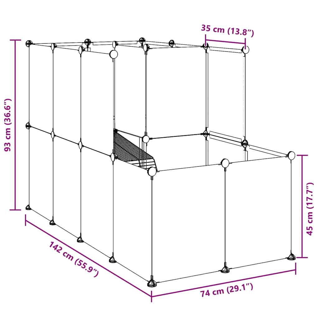 Vidaxl - Cage pour petits animaux Noir 142x74x93 cm PP et Acier vidaXL 340573 - Imagen 3