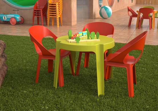 Set 4 chaises pour enfants intérieur, extérieur vert citron RITA garbar - Image 2