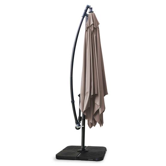 Oviala - Parasol déporté 3x3m et 4 dalles à remplir acier taupe Genova - Oviala - Image 5