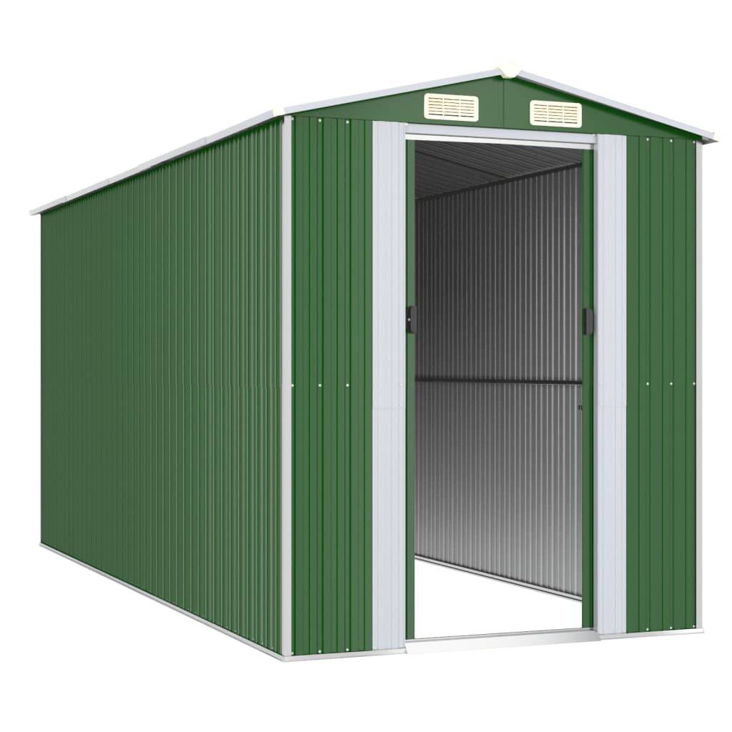 Helloshop26 - Abri de jardin cabane cabanon maison de stockage remise extérieur hangar outils robuste 192 x 440 x 223 cm acier galvanisé vert - Imagen 2