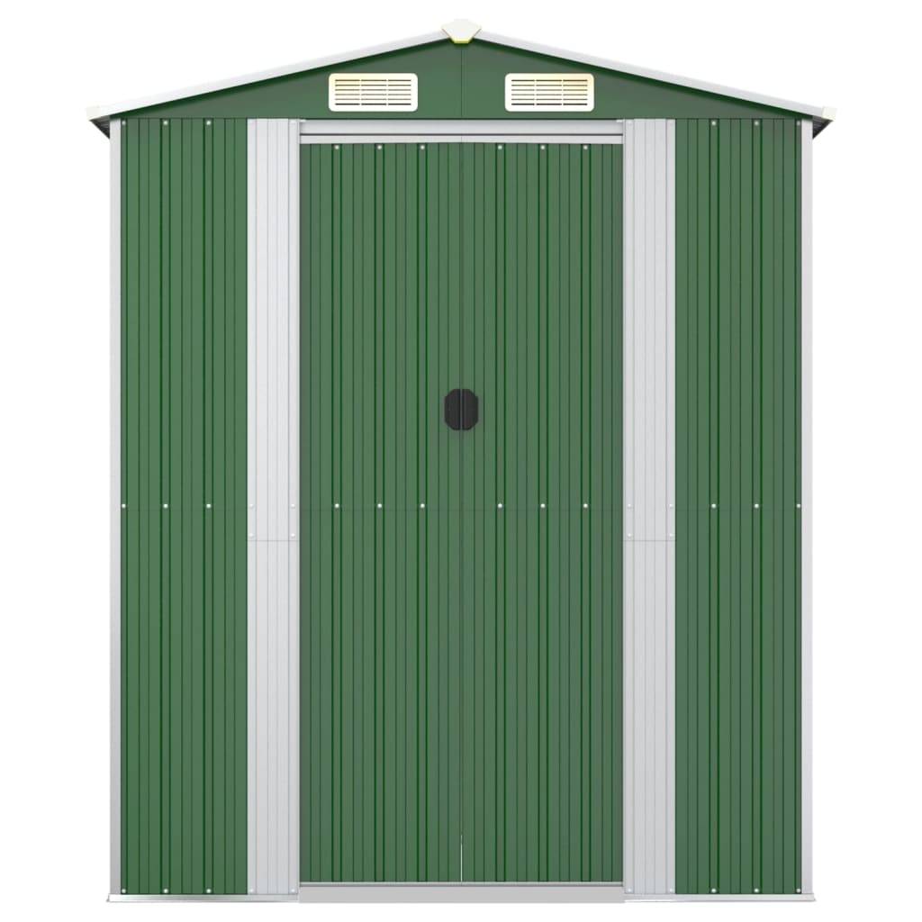 Helloshop26 - Abri de jardin cabane cabanon maison de stockage remise extérieur hangar outils robuste 192 x 440 x 223 cm acier galvanisé vert - Imagen 3