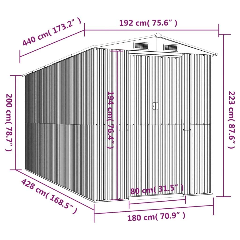 Helloshop26 - Abri de jardin cabane cabanon maison de stockage remise extérieur hangar outils robuste 192 x 440 x 223 cm acier galvanisé vert - Imagen 6