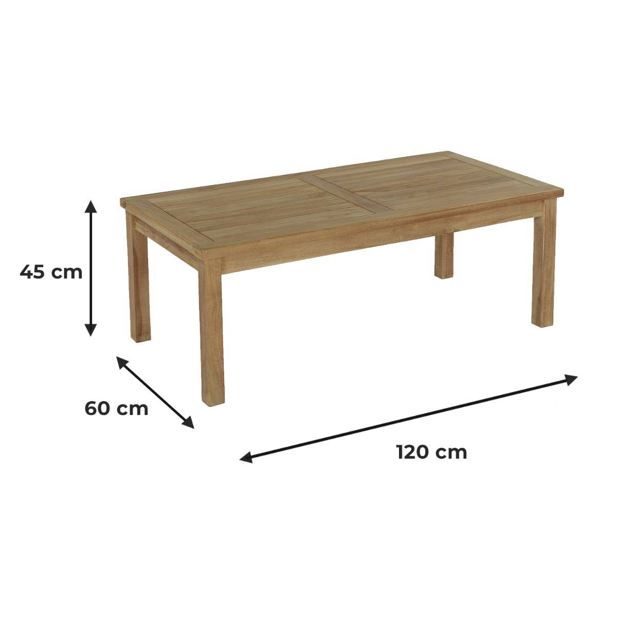 Table basse rectangulaire en teck massif Coffee 120 x 60 cm - TECK'Attitude - Image 6