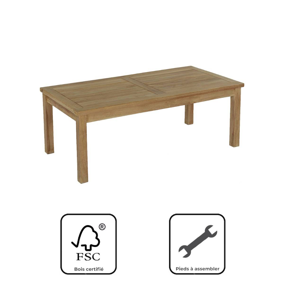 Table basse rectangulaire en teck massif Coffee 120 x 60 cm - TECK'Attitude - Image 7