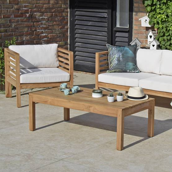 Table basse rectangulaire en teck massif Coffee 120 x 60 cm - TECK'Attitude - Image 4