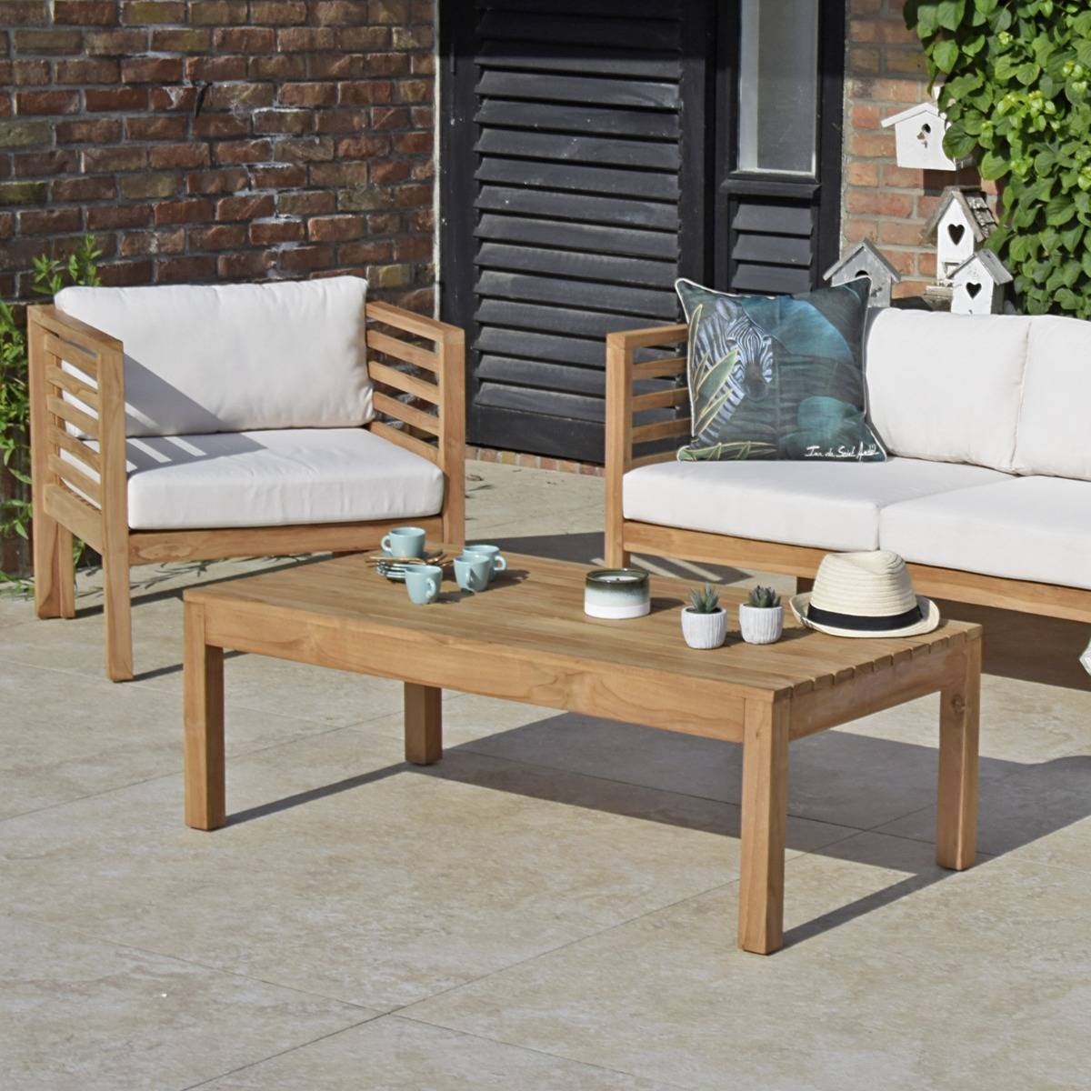 Table basse rectangulaire en teck massif Coffee 120 x 60 cm - TECK'Attitude - Image 4