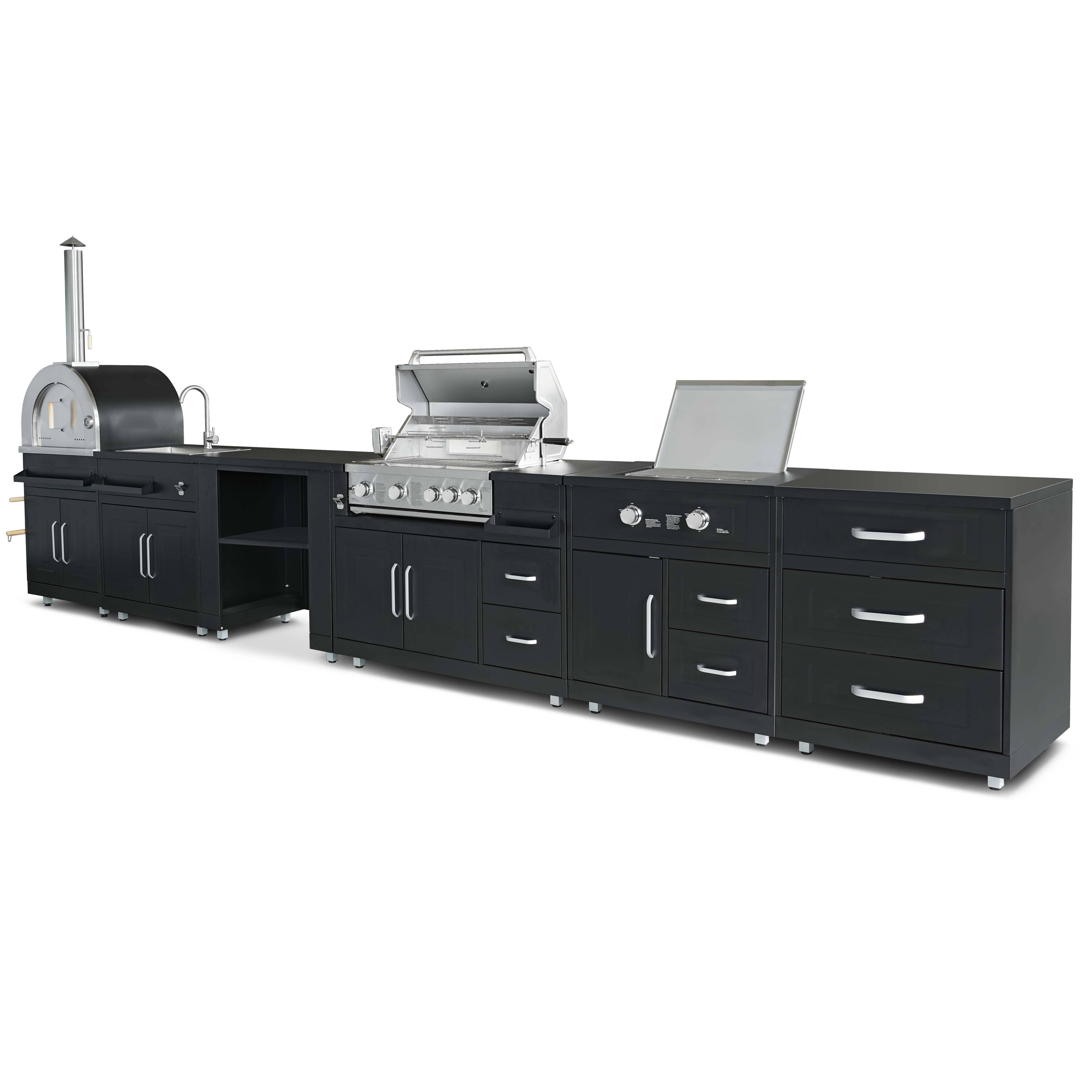 Oviala - Cuisine d'extérieur 6 meubles avec module cuisson  Memphis - Oviala - Imagen 2