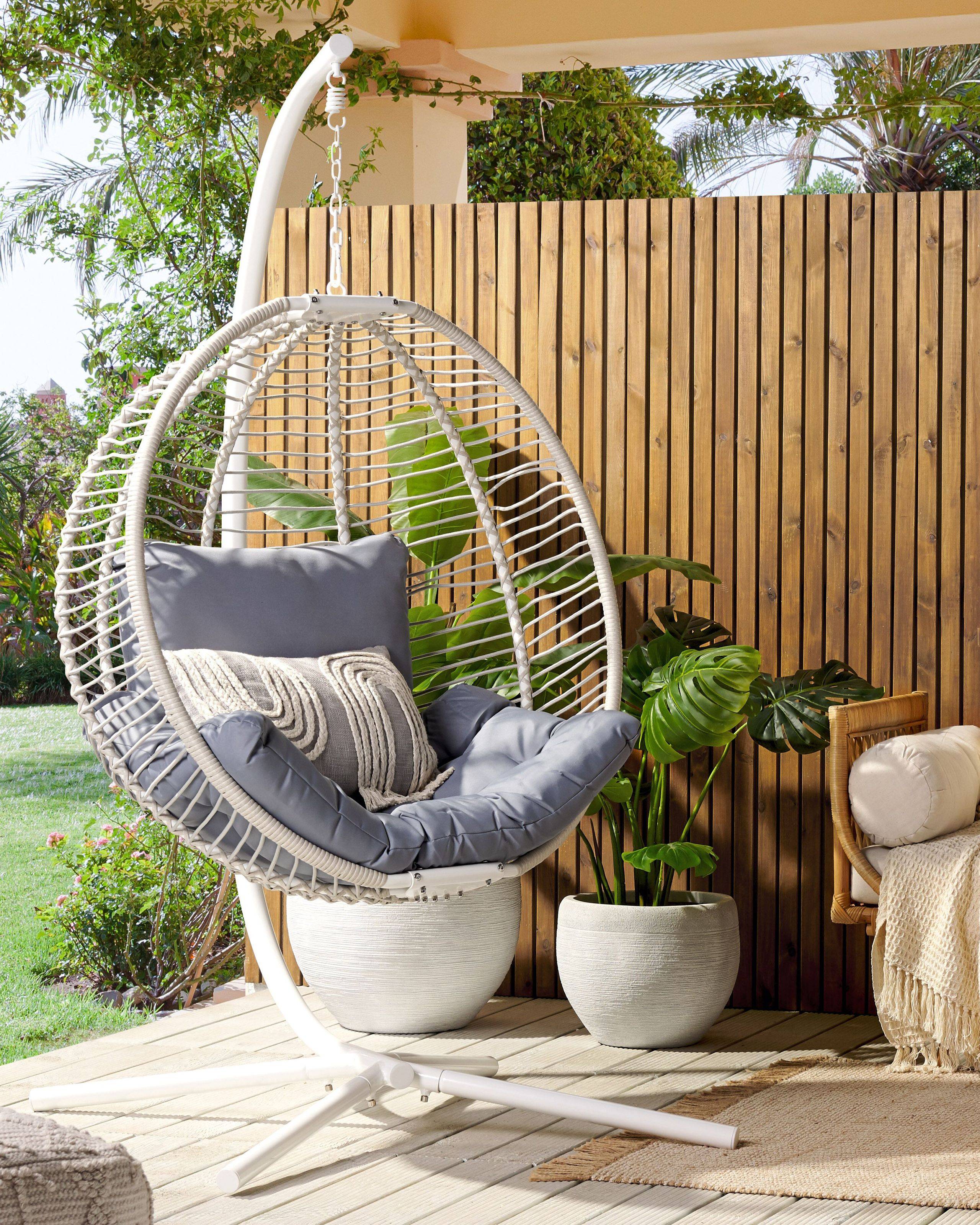 Beliani - Chaise porte-à-faux Tissu Blanc ARCO - 100x98x197- Beliani - Image 1