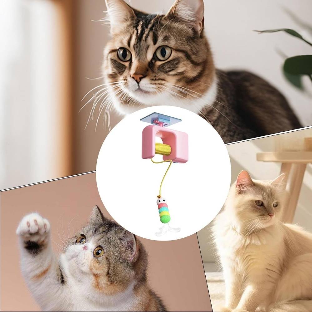 Jouets pour chats-Jouet interactif suspendu pour chat - Automatique avec corde - Installation sans outils -Pink- Living123 - Image 6