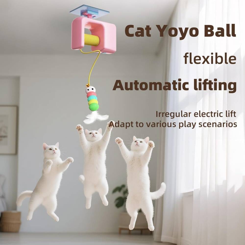 Jouets pour chats-Jouet interactif suspendu pour chat - Automatique avec corde - Installation sans outils -Pink- Living123 - Image 4