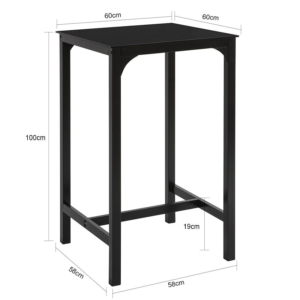 Sobuy - Table de Bar Carrée Table Haute de Cuisine Table de Salle à Manger Plateau en Verre Pieds en Acier Robuste L.60 x H. 60 x H.100 cm SoBuy - Imagen 3