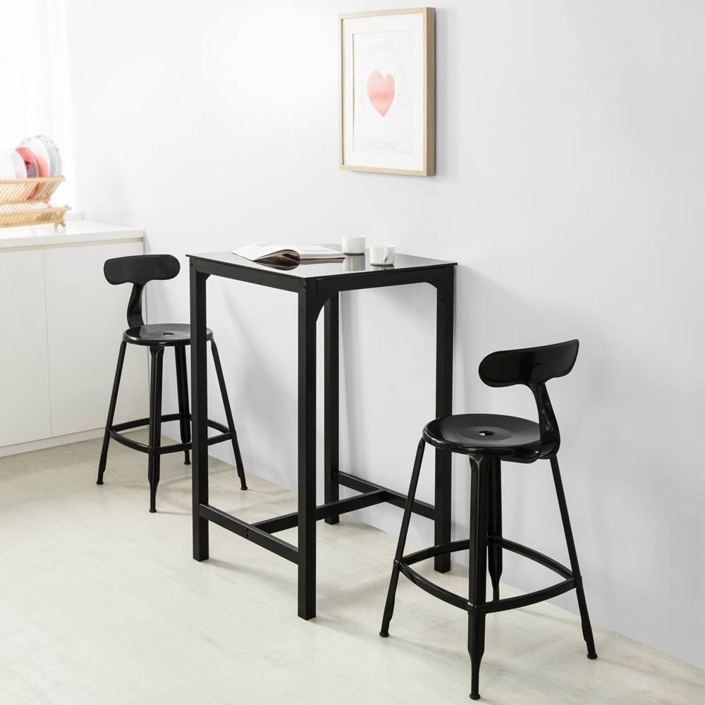 Sobuy - Table de Bar Carrée Table Haute de Cuisine Table de Salle à Manger Plateau en Verre Pieds en Acier Robuste L.60 x H. 60 x H.100 cm SoBuy - Imagen 7