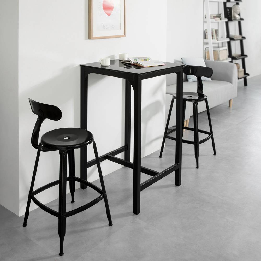Sobuy - Table de Bar Carrée Table Haute de Cuisine Table de Salle à Manger Plateau en Verre Pieds en Acier Robuste L.60 x H. 60 x H.100 cm SoBuy - Imagen 10