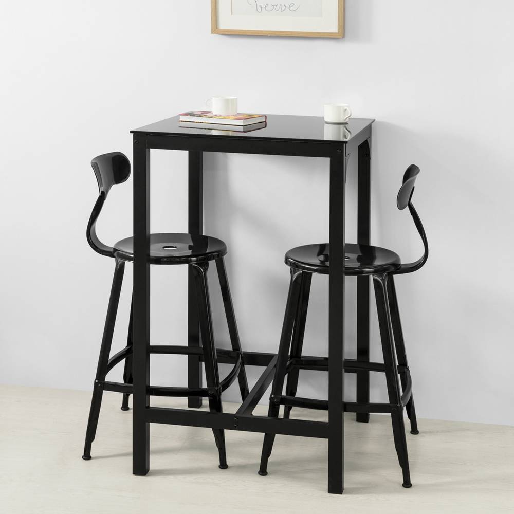 Sobuy - Table de Bar Carrée Table Haute de Cuisine Table de Salle à Manger Plateau en Verre Pieds en Acier Robuste L.60 x H. 60 x H.100 cm SoBuy - Imagen 9