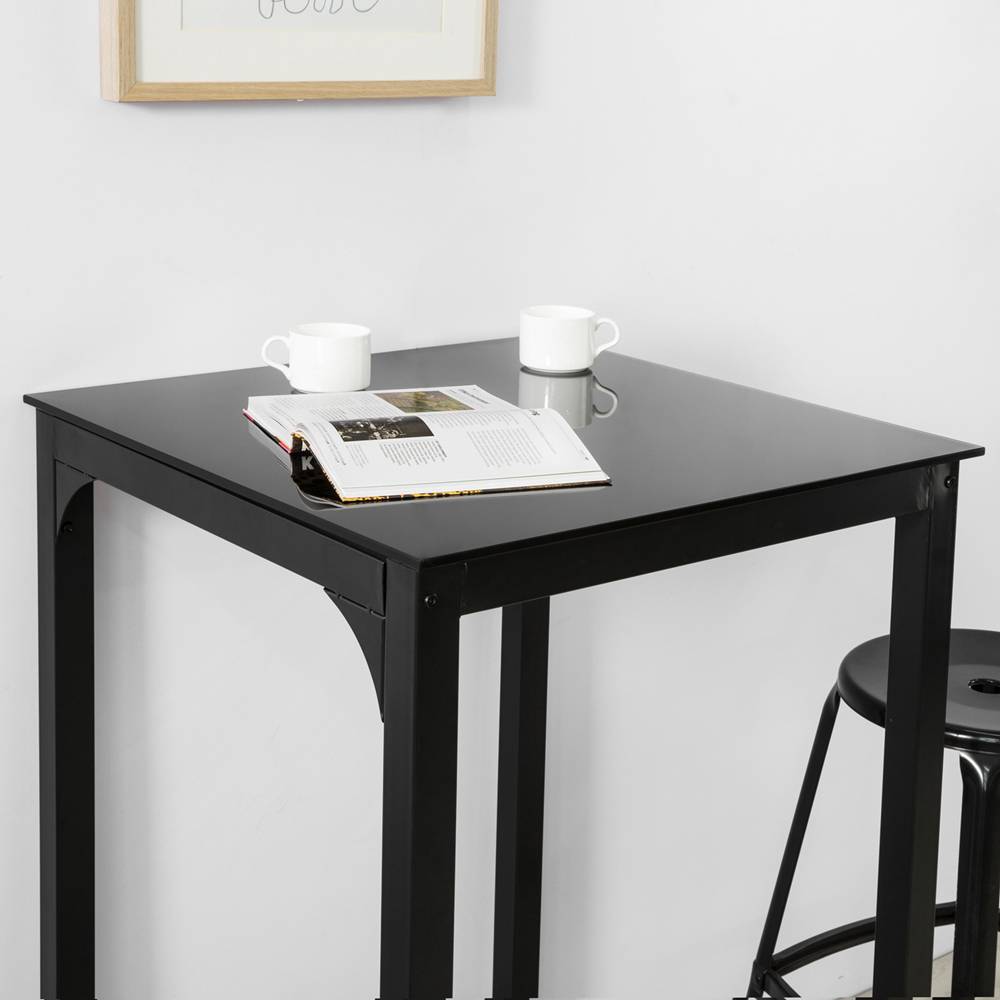 Sobuy - Table de Bar Carrée Table Haute de Cuisine Table de Salle à Manger Plateau en Verre Pieds en Acier Robuste L.60 x H. 60 x H.100 cm SoBuy - Imagen 5