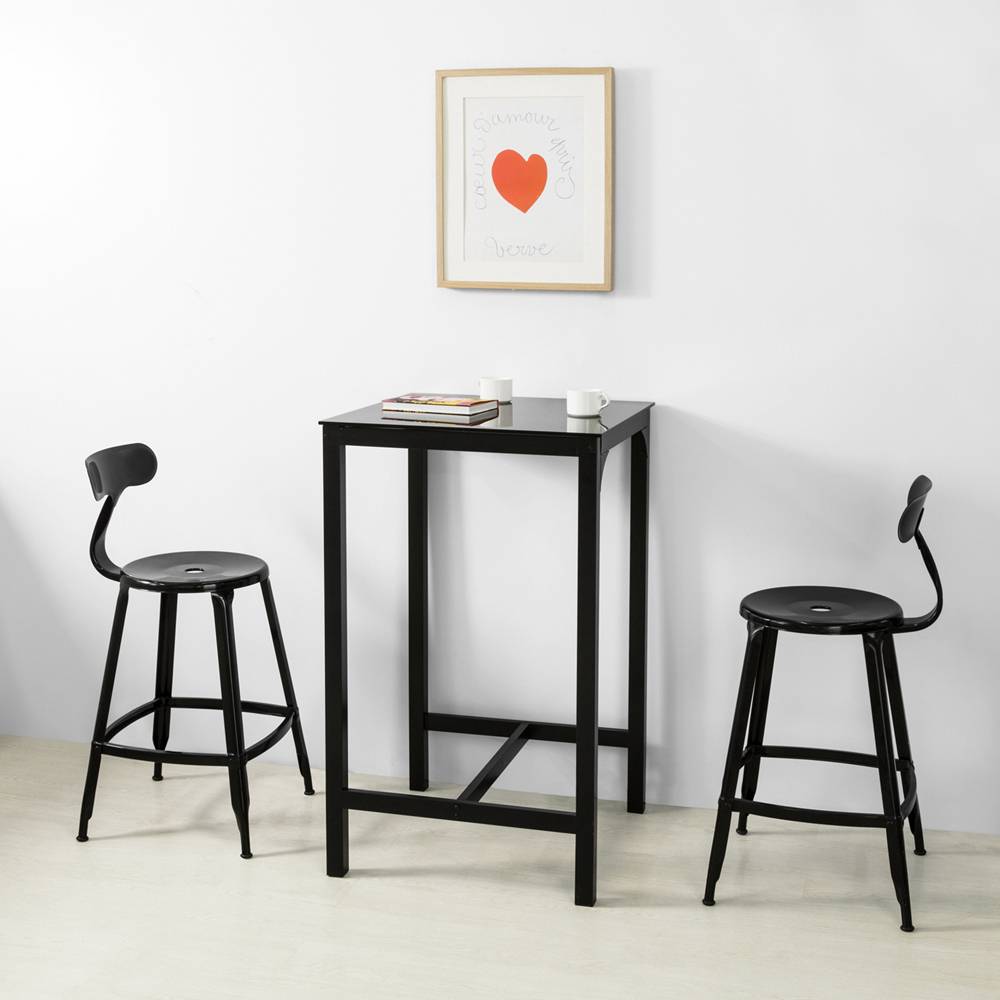 Sobuy - Table de Bar Carrée Table Haute de Cuisine Table de Salle à Manger Plateau en Verre Pieds en Acier Robuste L.60 x H. 60 x H.100 cm SoBuy - Imagen 6
