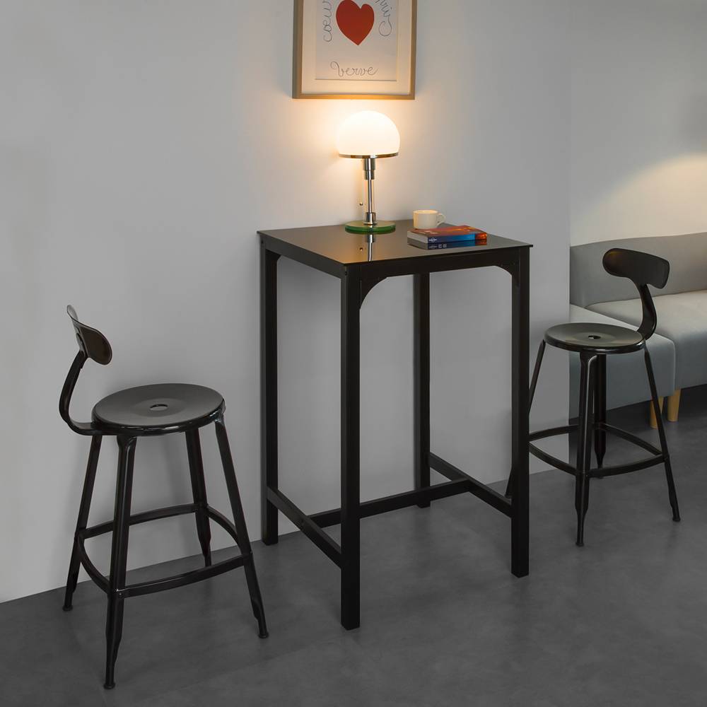 Sobuy - Table de Bar Carrée Table Haute de Cuisine Table de Salle à Manger Plateau en Verre Pieds en Acier Robuste L.60 x H. 60 x H.100 cm SoBuy - Imagen 2