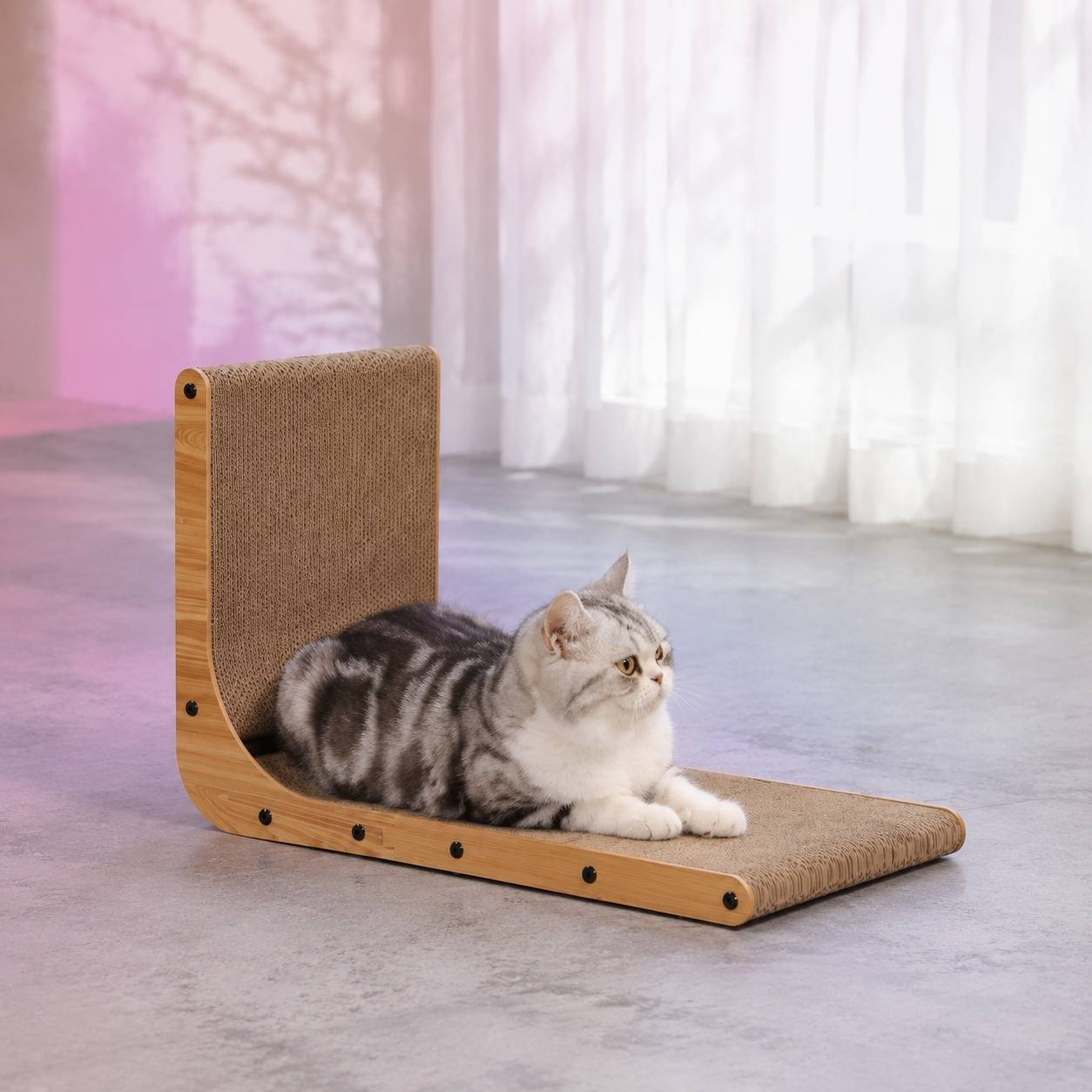 Grattoir en carton L Shape pour chat résistant polyvalent pour gratter et se reposer - Image 4