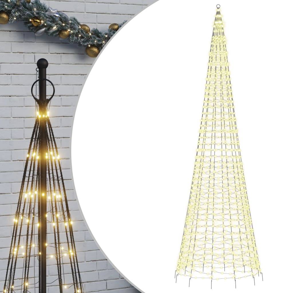 Sapin De Noël - Arbre de Noël lumineux sur mât de drapeau 1534 LED blanc 500 cm - Image 1