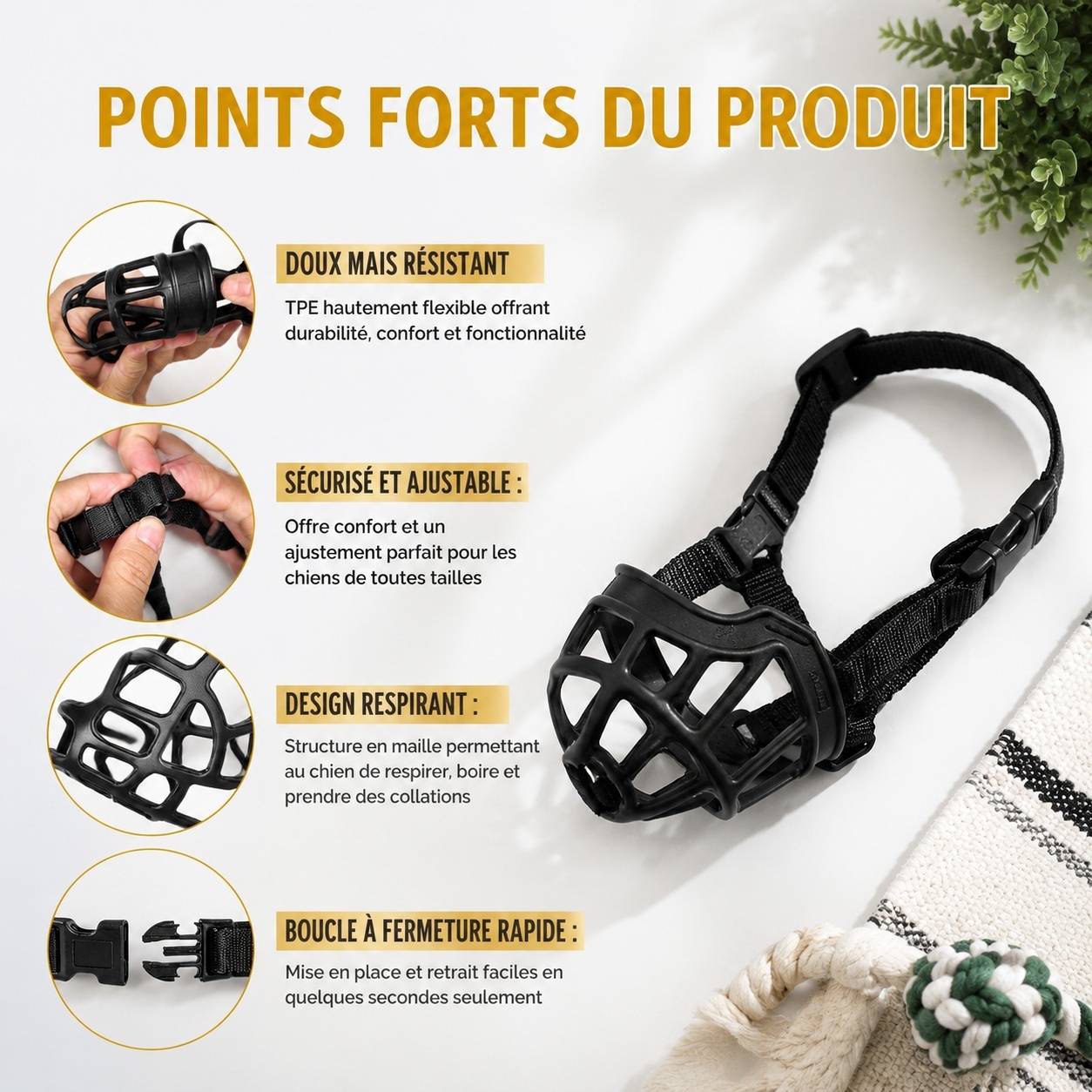 Musaquet Chien Réglable Respirant Confortable Durable Pour Toutes Tailles De Chien - Image 3
