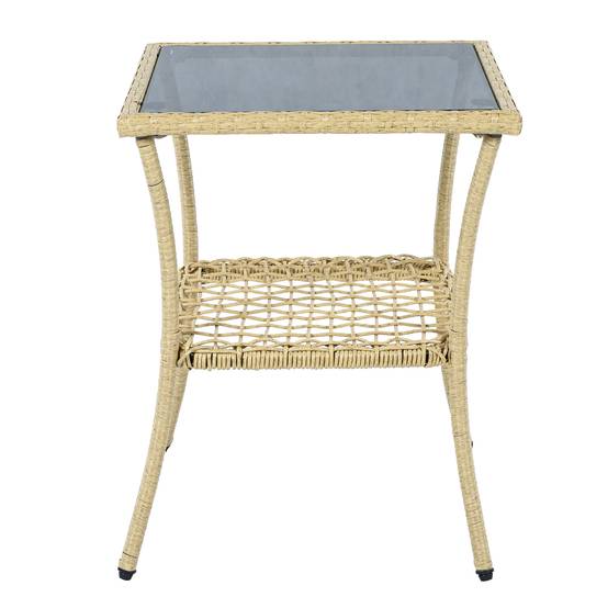 Ensemble Détente Extérieur avec 2 Chaises à Bascule et 1 Table pour balcon Polyester Beige - Image 6