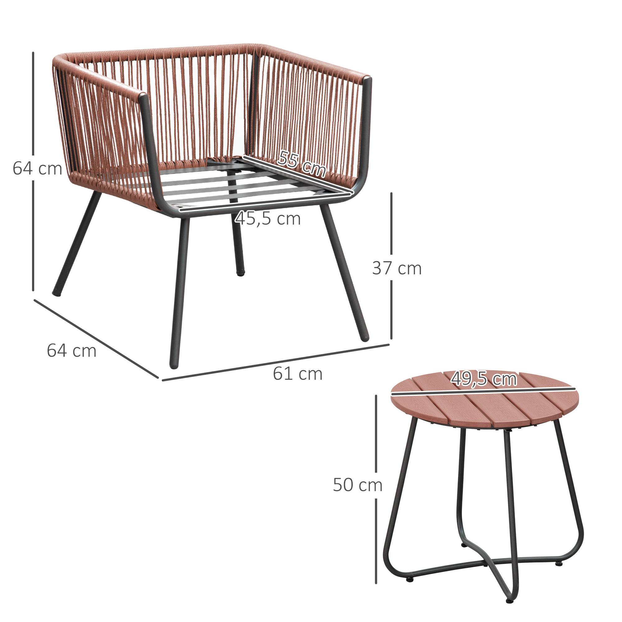 Outsunny - Ensemble bistro de jardin 2 places 3 pièces style contemporain coussins gris acier époxy noir résine filaire aspect rotin - Outsunny - Imagen 3