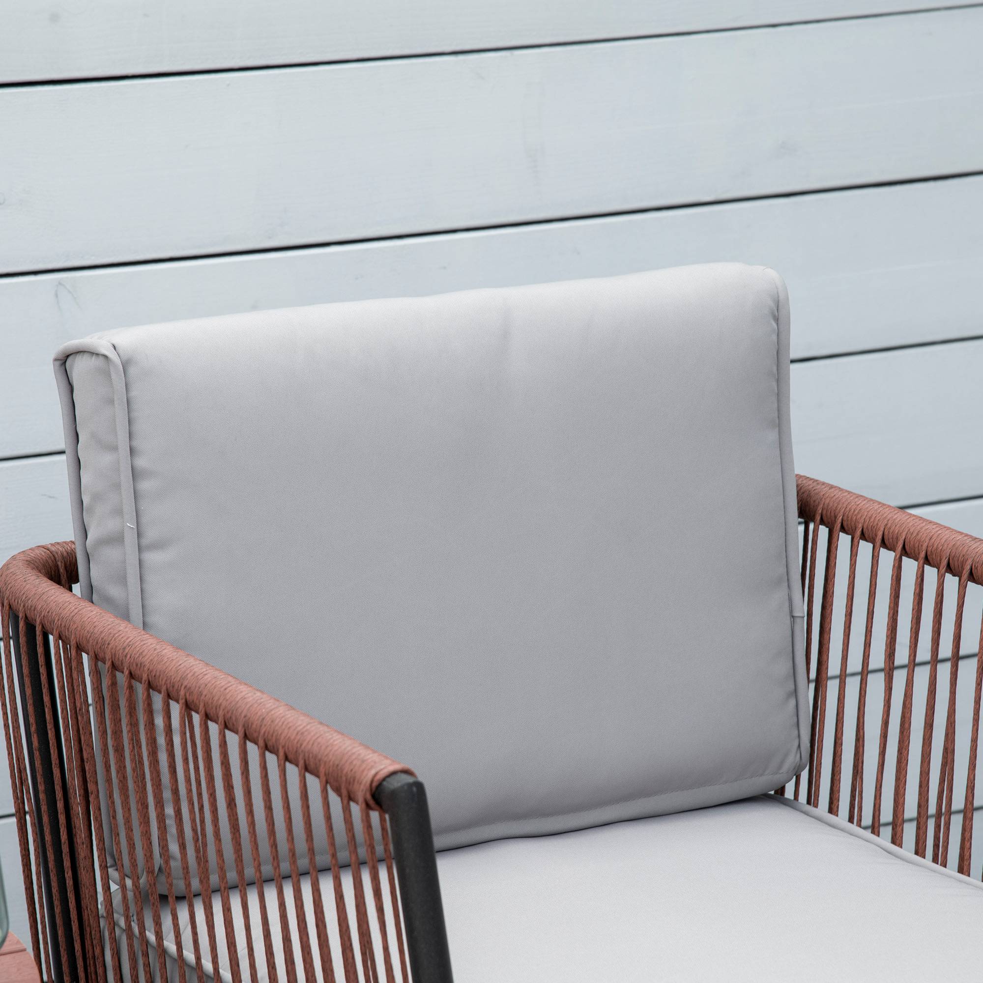 Outsunny - Ensemble bistro de jardin 2 places 3 pièces style contemporain coussins gris acier époxy noir résine filaire aspect rotin - Outsunny - Imagen 4