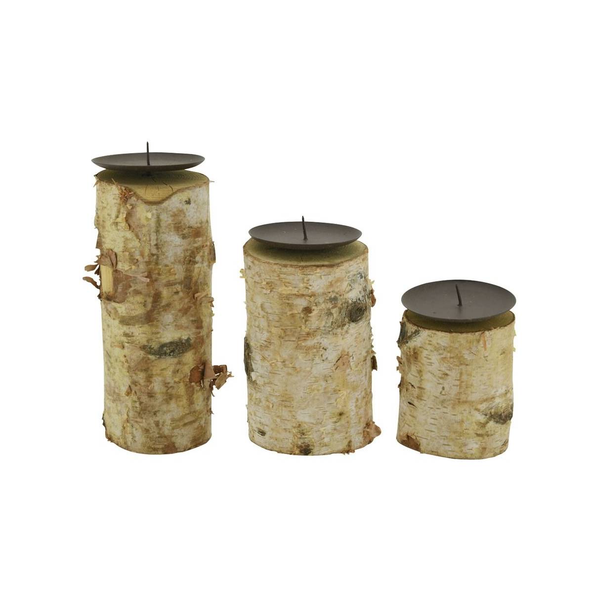 Aubry Gaspard - Bougeoirs en bouleau et métal (Lot de 3) - Imagen 1