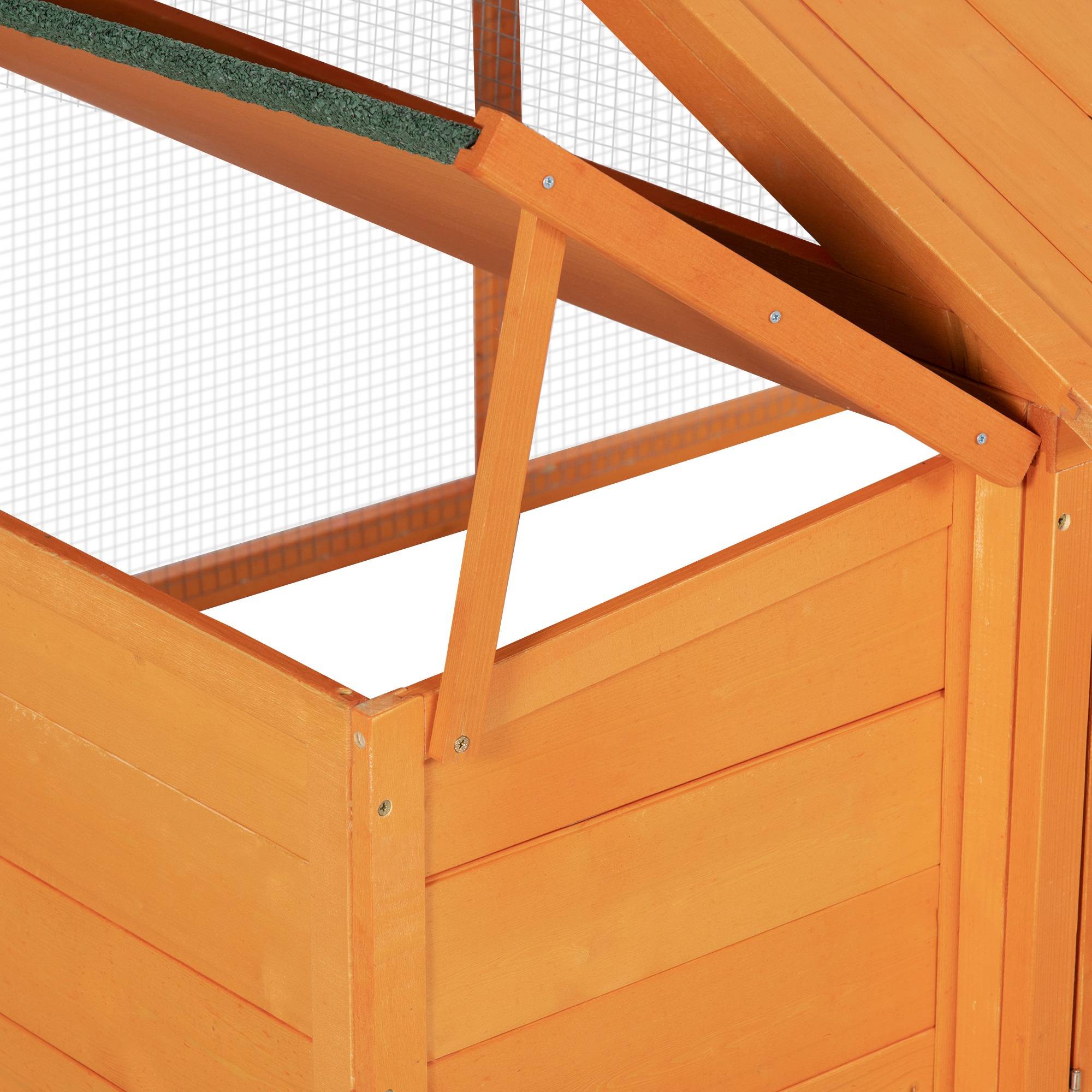 Poulailler jardin 4-8 poules, bois, grillage, toit ouvrant, 240x112,5x76 cm, orange - Image 10