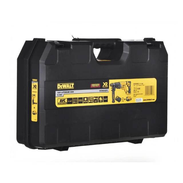 Perforateur-burineur SDS-Plus XR 3 Joules - Ø28 mm - DEWALT - avec une batterie 18V 5aH - chargeur - coffret - DCH263P1-QW - Image 5