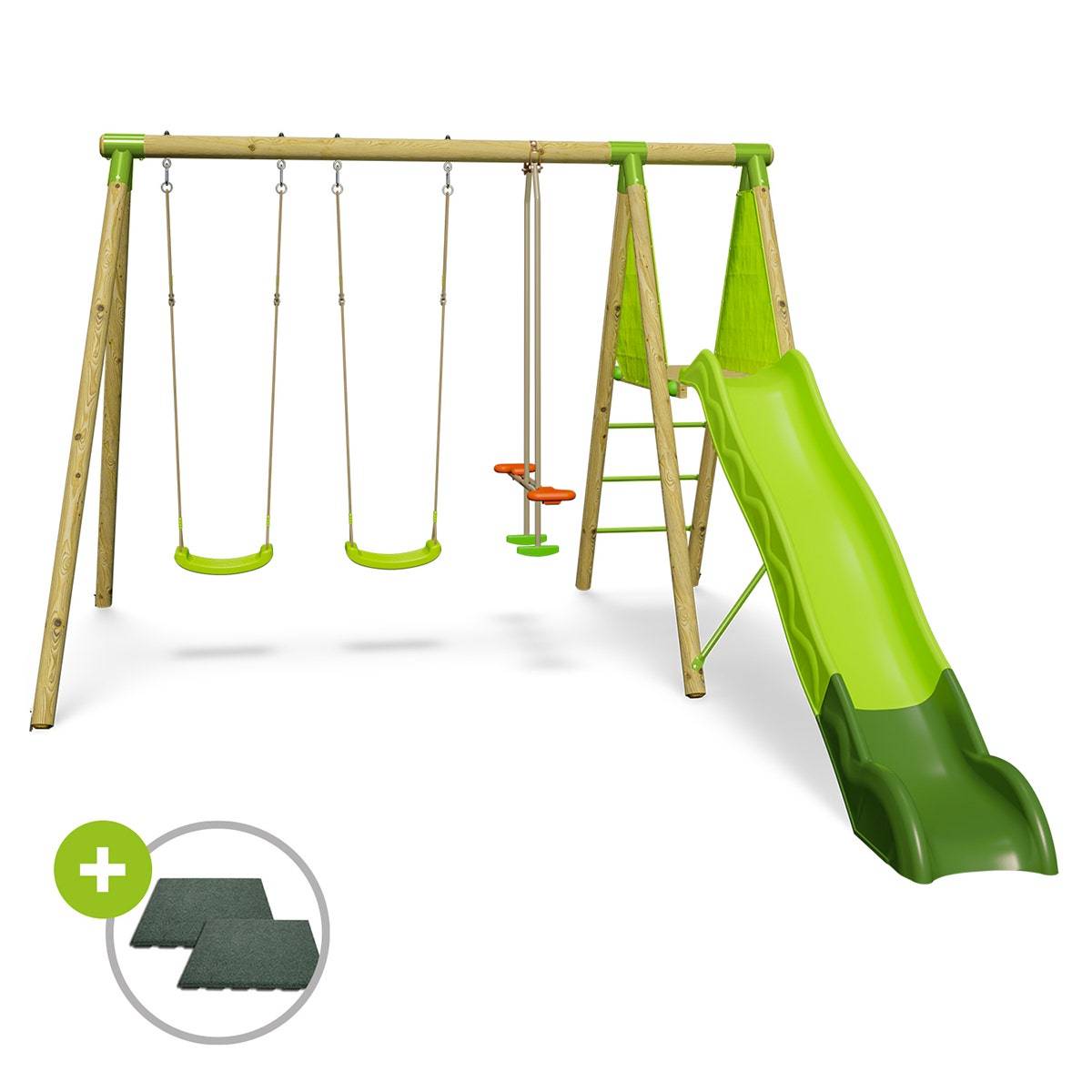 Trigano Jardin - Station de jeux bois 2,30 m Topwood PALMI VERT - 5 enfants - Image 1