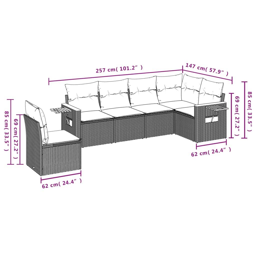 Salon de jardin sectionnel 6 places poly rotin confortable pour véranda et patio Noir – ComfortXL Outdoor Living - Image 8
