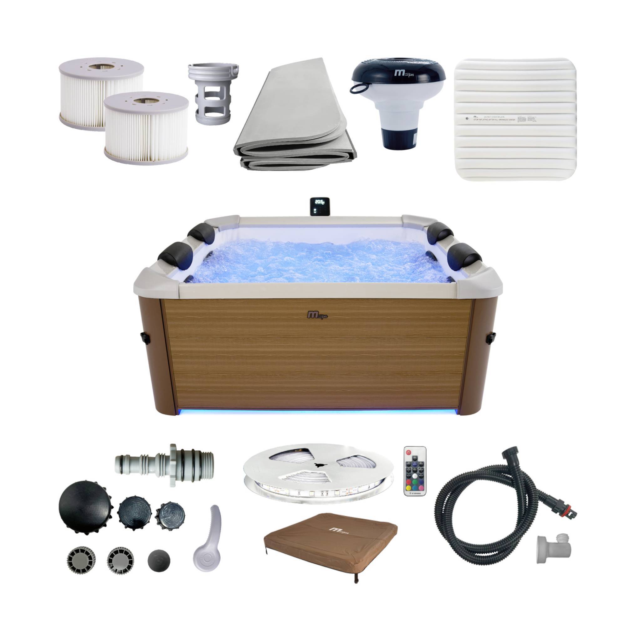 Spa rigide 6 places hydromassages. 4 coussins avec housse de protection. OSLO AMBER. beige. L 160 x P 160 x H 65 cm | sweeek - Image 3