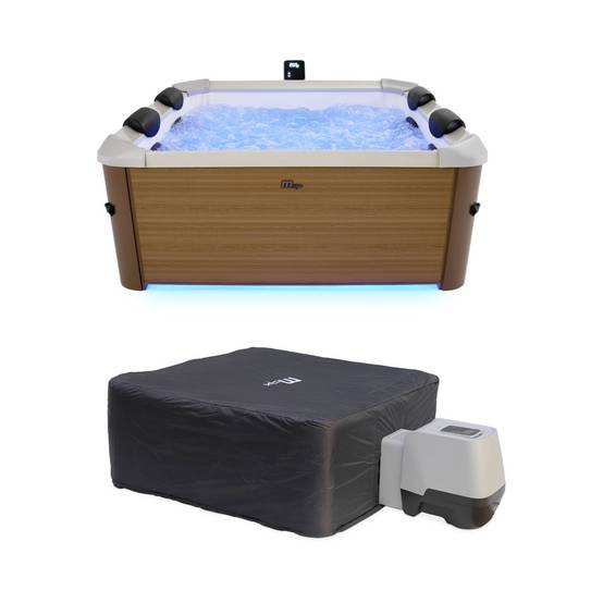 Spa rigide 6 places hydromassages. 4 coussins avec housse de protection. OSLO AMBER. beige. L 160 x P 160 x H 65 cm | sweeek - Image 1