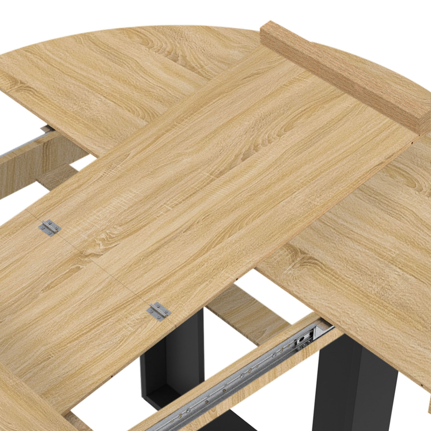 Table à manger extensible ronde PHOENIX 4-6 personnes bois et noir 110-150 cm - Image 6