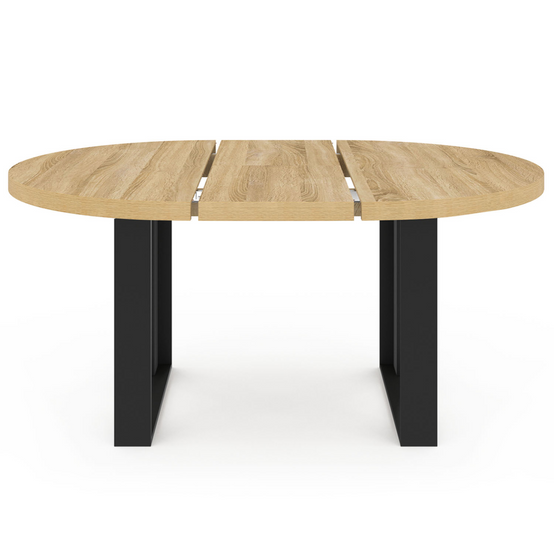 Table à manger extensible ronde PHOENIX 4-6 personnes bois et noir 110-150 cm - Image 3