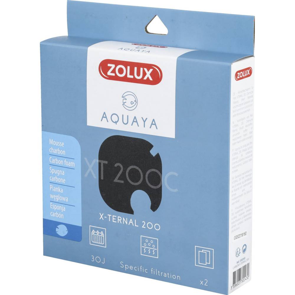 Zolux - Filtre pour pompe x-ternal 200, filtre XT 200 C mousse charbon x2 pour aquarium. - Imagen 2